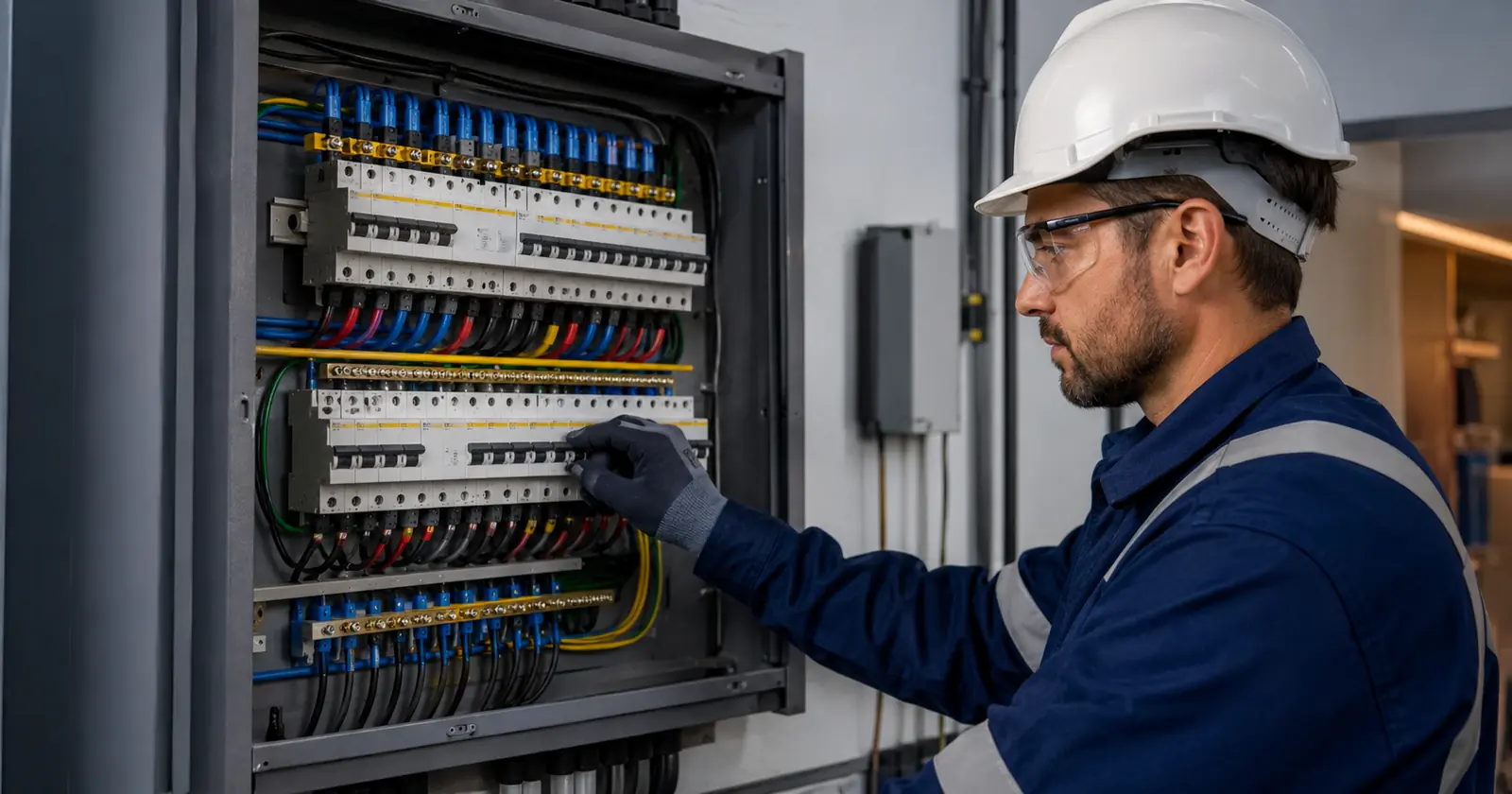 Quadro elétrico organizado com instalações técnicas e seguras
